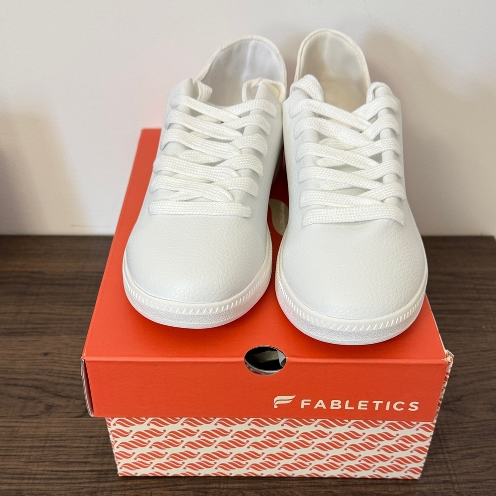 Fabletics Women's Vegan Leather Bright White Sneakers, Size 7